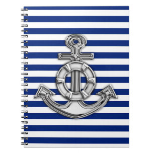 Caderno Espiral Cromo Como Salva-Vidas em faixas náuticas