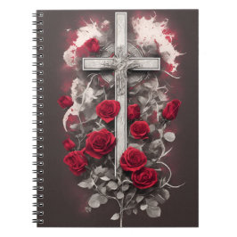 Caderno Espiral cross tattoo flower 1