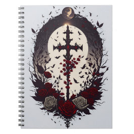 Caderno Espiral cross tattoo flower 14