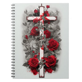 Caderno Espiral cross tattoo flower 2