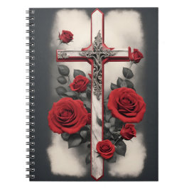 Caderno Espiral cross tattoo flower 4