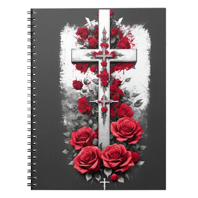 Caderno Espiral cross tattoo flower 6 (Frente)