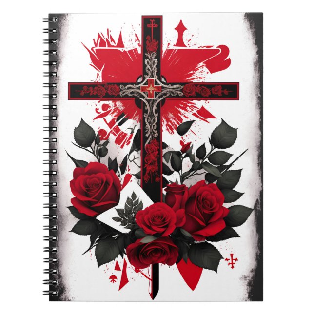 Caderno Espiral cross tattoo flower 7 (Frente)