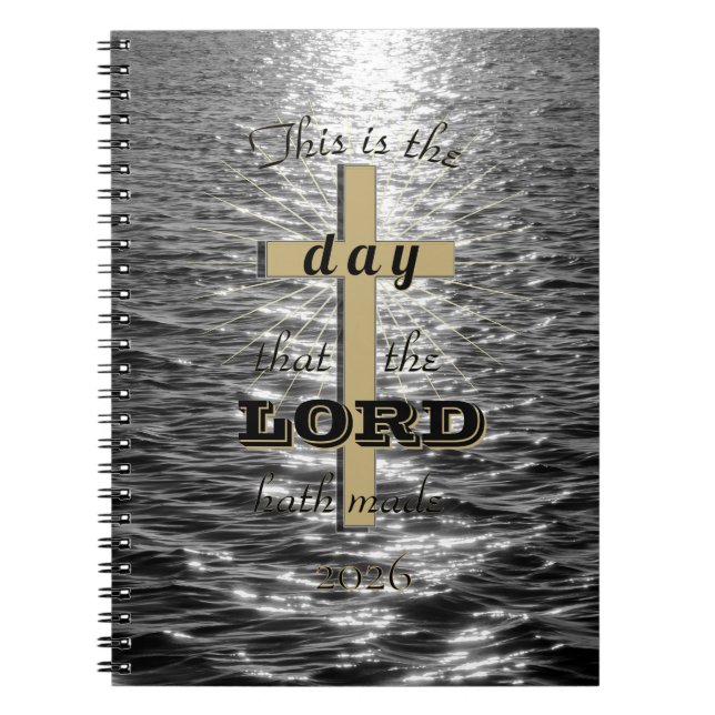 Caderno Espiral Cross This day the Lord hath made spiral notebook (Frente)