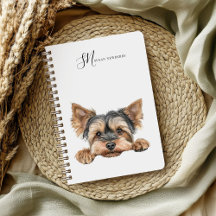 Crote Watercolor Peeking Yorkie Personalizado