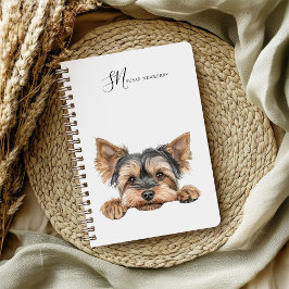 Caderno Espiral Crote Watercolor Peeking Yorkie Personalizado