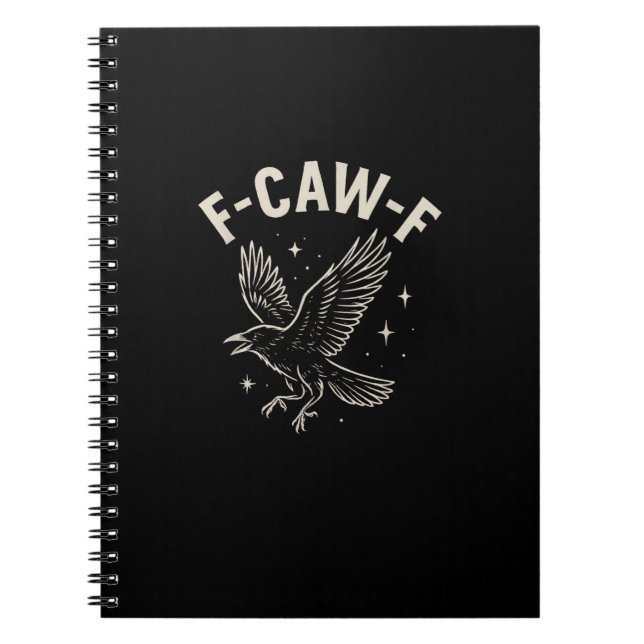Caderno Espiral Crow F-Caw-F Funny Bird Moon Gothic Adult Humor Cr (Frente)