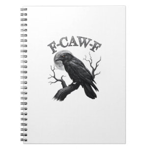Caderno Espiral Crow, F-Caw-F Funny Bird Moon Gothic Tri-Blend Crê