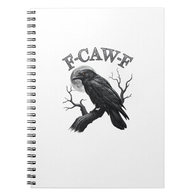 Caderno Espiral Crow, F-Caw-F Funny Bird Moon Gothic Tri-Blend Crê (Frente)