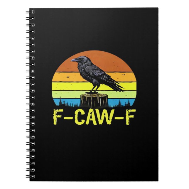 Caderno Espiral Crow F-Caw-F Pássaro Engraçado Clássico Minimal Li (Frente)