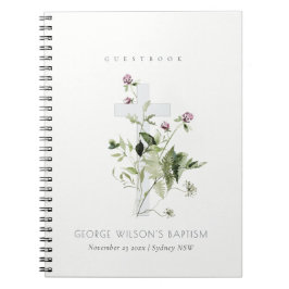 Caderno Espiral Crox Purple Floral Baptism Floral Guestbook