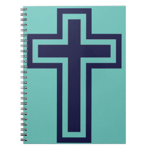 Caderno Espiral Cruz cristã azul variantes diferentes