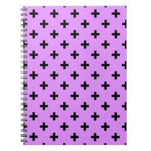 Caderno Espiral Cruz de polca negra em lilac