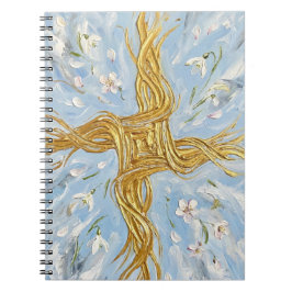 Caderno Espiral Cruz de Santa Brígida Snowdrops Golden Imbolc Arte