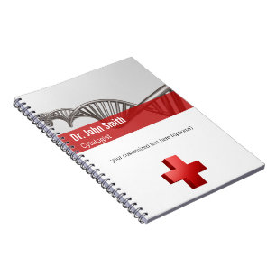 Caderno Espiral Cruz DNA da Ciência Médica Profissional