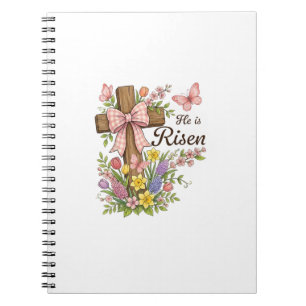Caderno Espiral Cruz Floral Cristã - Ele Ressuscitou Religiosa da 