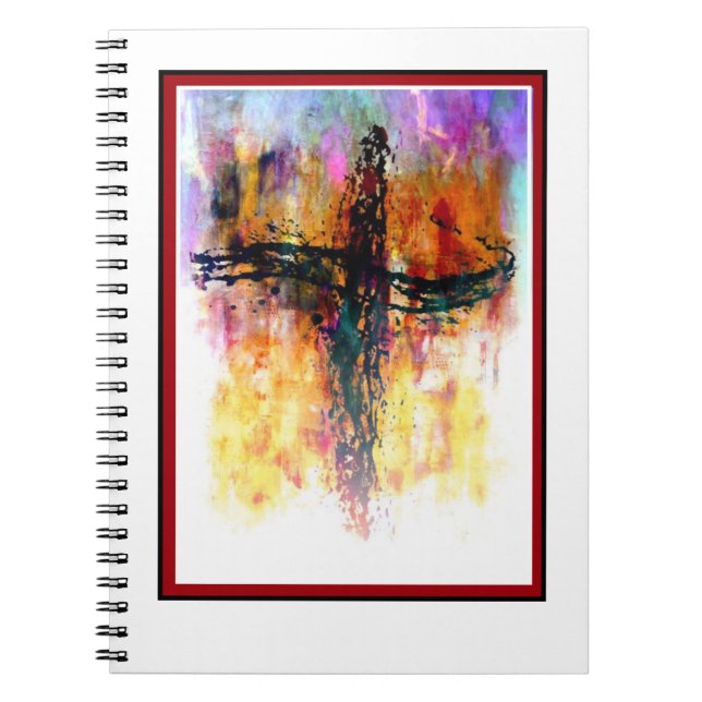 Caderno Espiral cruz grunge impressionista (Frente)