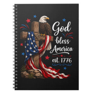 Caderno Espiral Cruz Patriótica Deus Abençoe a América