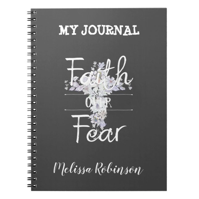 Caderno Espiral Cruz verbal com citação cristã (Frente)