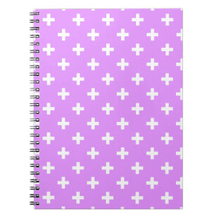 Caderno Espiral Cruzes brancas da polca no lilac