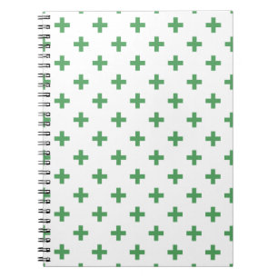 Caderno Espiral Cruzes verdes da polca no branco