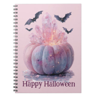Caderno Espiral Crystal Pumpkin Feliz Halloween Aestético