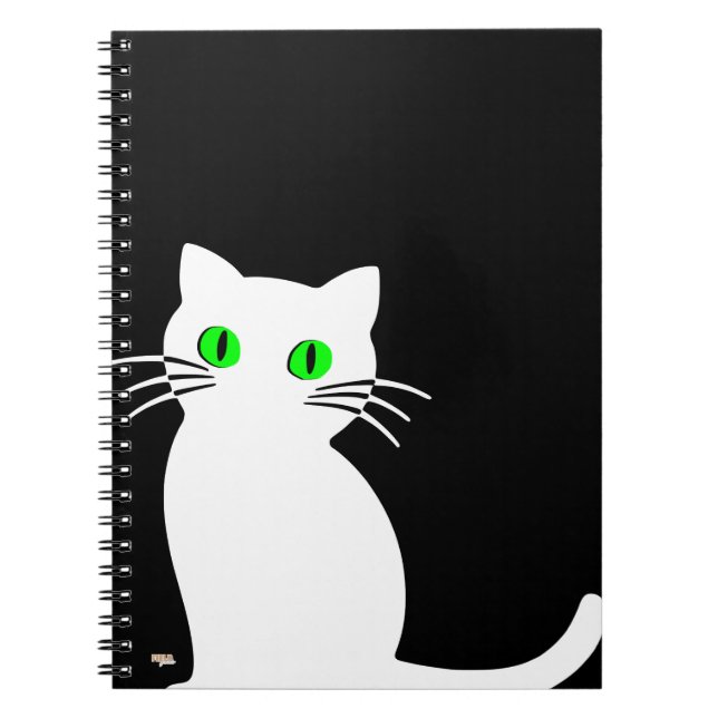 Caderno Espiral Cuaderno Glowing Eyes Black & White Cat (Frente)