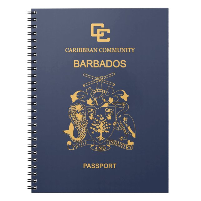 Caderno Espiral Cubierta del pasaporte de Barbados (Frente)