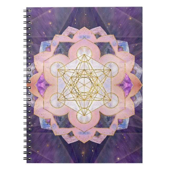 Caderno Espiral Cubo de Metatron em Gemstone Lotus (Frente)