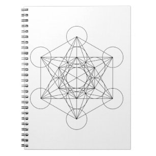 Caderno Espiral Cubo de Metatron Preto e Branco