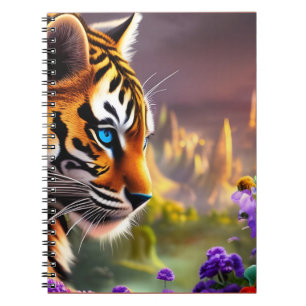 Caderno Espiral Cubo De Tigre, Flores Roxas