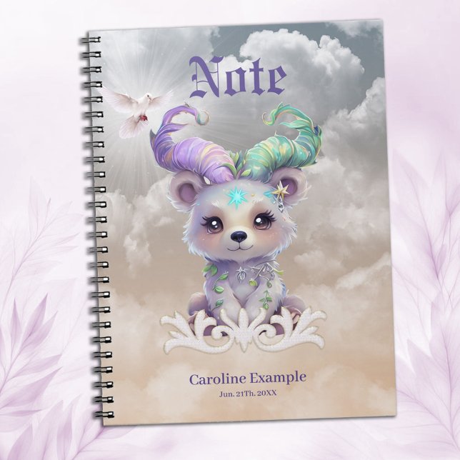 Caderno Espiral Cubo de urso mágico com brilho pastel. (Criador carregado)