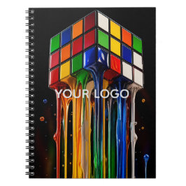 Caderno Espiral Cubo Mágico de Arco-íris Cromado Derretendo