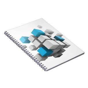 Caderno Espiral Cubos 3D de SlipperyJoe caindo arranjos cativantes