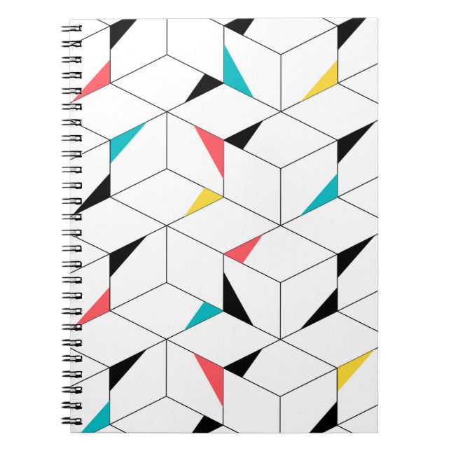 Caderno Espiral Cubos coloridos, modernos, alegres, modernos e fel (Frente)