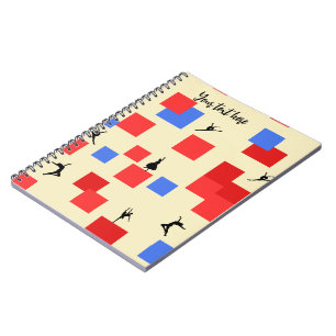 Caderno Espiral Cubos dançarinos de Mondrian Fundo de Luz Vermelha