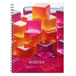 Caderno Espiral Cubos de Geléia Abstrata Rosa Laranja Vibrante