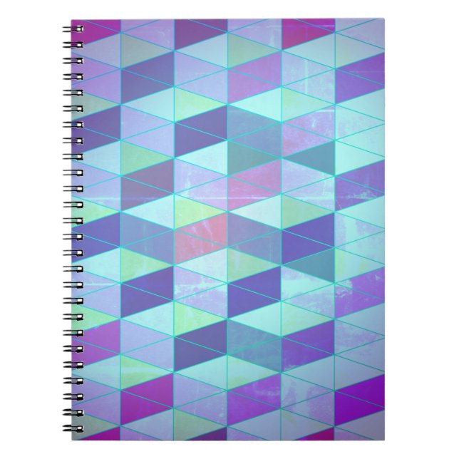 Caderno Espiral Cubos em Triângulos Padrão Geométrico (Frente)