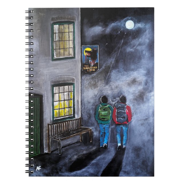 Caderno Espiral Cuidado com a pintura da Lua por Alfred Fox (Frente)