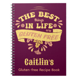 Caderno Espiral Culinária sem glúten personalizada Celiac Doença C