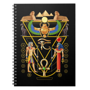 Caderno Espiral Cultura Egípcia Artefato Scarab Ankh Horus Eye