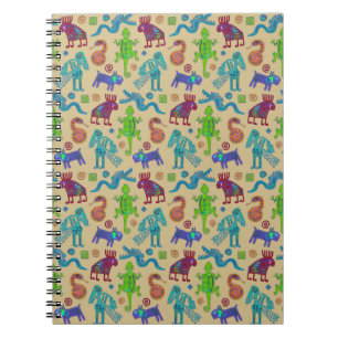 Caderno Espiral Cultura Mexicana Africana Padrão Tribal Primitivo 