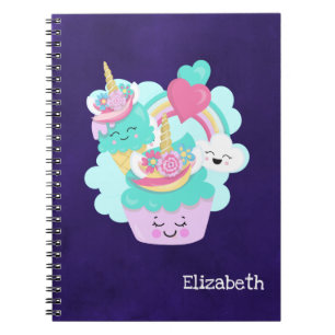Caderno Espiral Cupcake bonito e Sorvete feliz