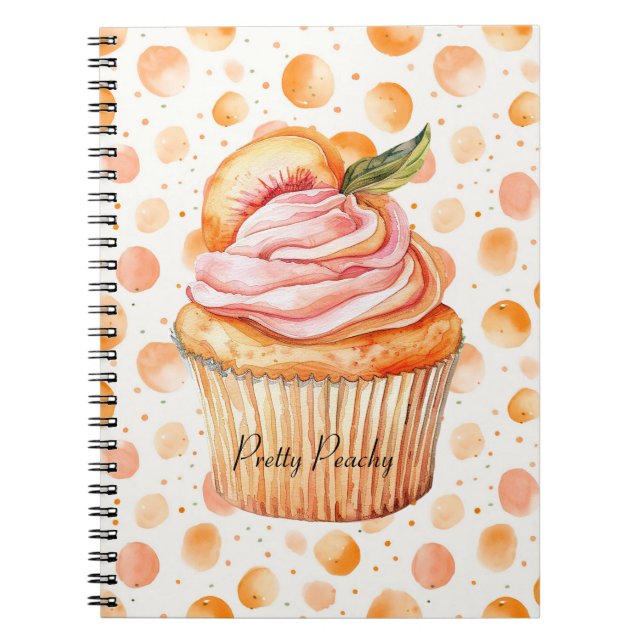 Caderno Espiral Cupcake de Pêssego Pontos Caprichosos (Frente)