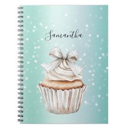 Caderno Espiral Cupcake de Tinta com Pontos Bokeh Branco