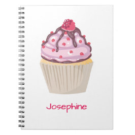 Caderno Espiral Cupcakes cor-de-rosa