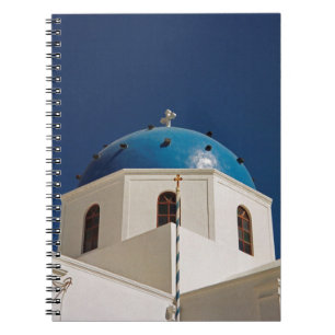 Caderno Espiral Cúpula azul, Santorini, Grécia