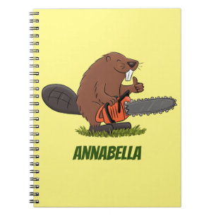 Caderno Espiral Curioso castor com humor de desenho animado de mot