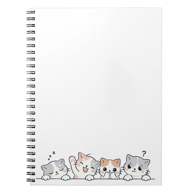Caderno Espiral Curious Paws - Cute Cats Friends Peeking (Frente)