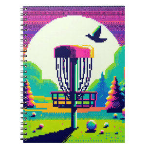 Caderno Espiral Curso de Golfe em Disco de Arte Pixel
